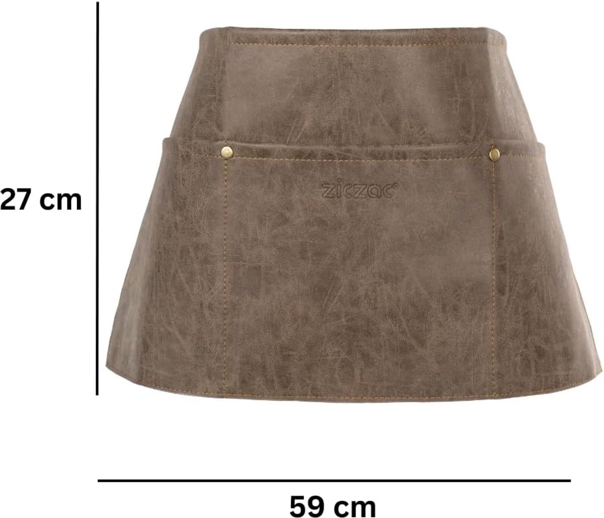 ZICZAC - Apron TRUMAN - Artificial leather - cruelty-free, easy to clean - 59x27cm - CHARCOAL - ShopVlot