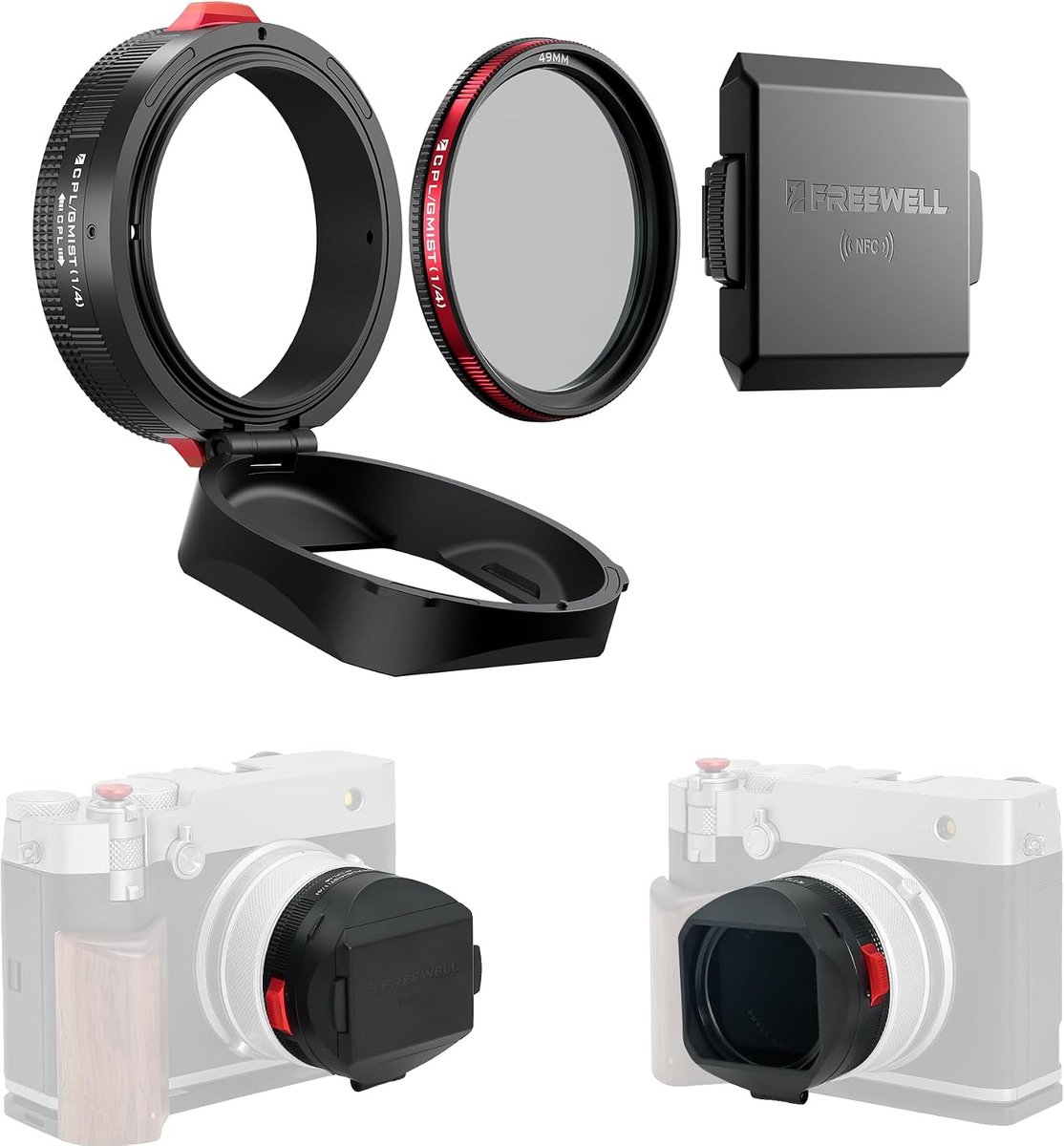 Freewell the Real Lens Hood - Hybrid CPL/Mist Filter for Fuji GFX100RF - Flipable, Touchless Filter Control (Black) - ShopVlot