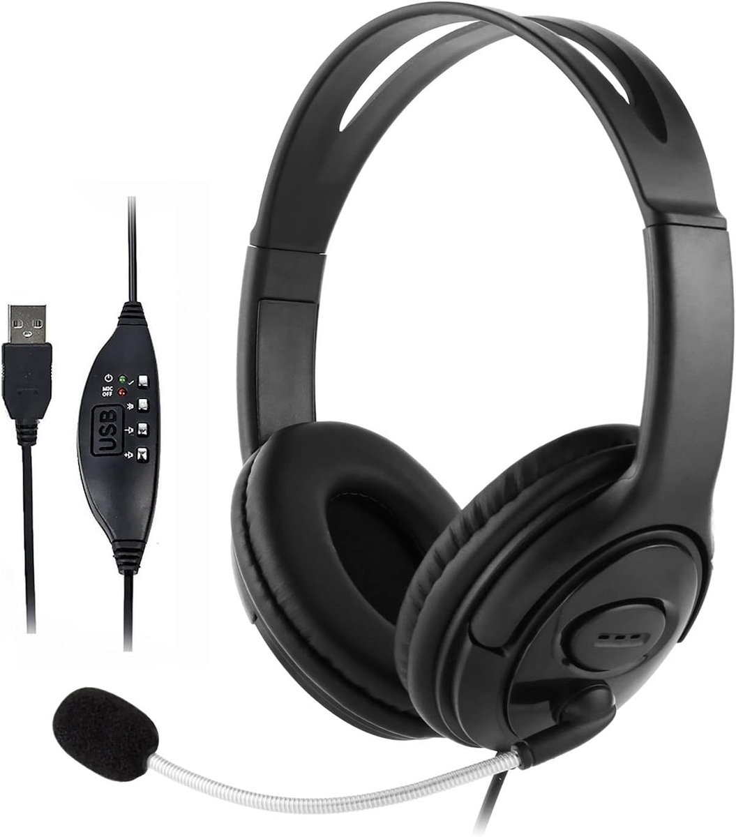 QY USB Headset, Stereo Headphones with Microphone for PC, Laptop, Gaming, FaceTime, PS4 - ShopVlot