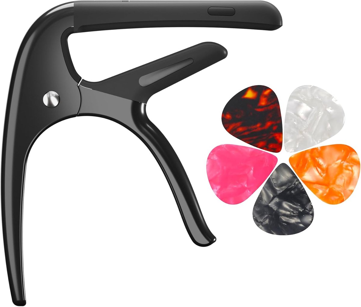 Capo for Acoustic Guitar, Electric Guitar, Ukulele and Stringed Instruments, Guitar Capo with 5 Picks, Guitar Kapo - ShopVlot