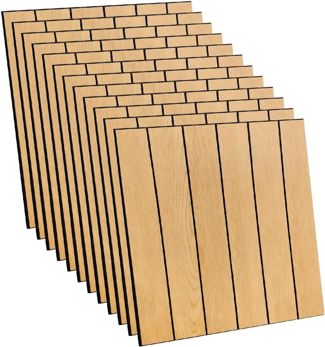 Pack of 12 Wall Panels Self Adhesive 30×30 cm PVC Wall Panels, Sound Absorbing Wall Panels, Wood Look Wall Cladding - ShopVlot