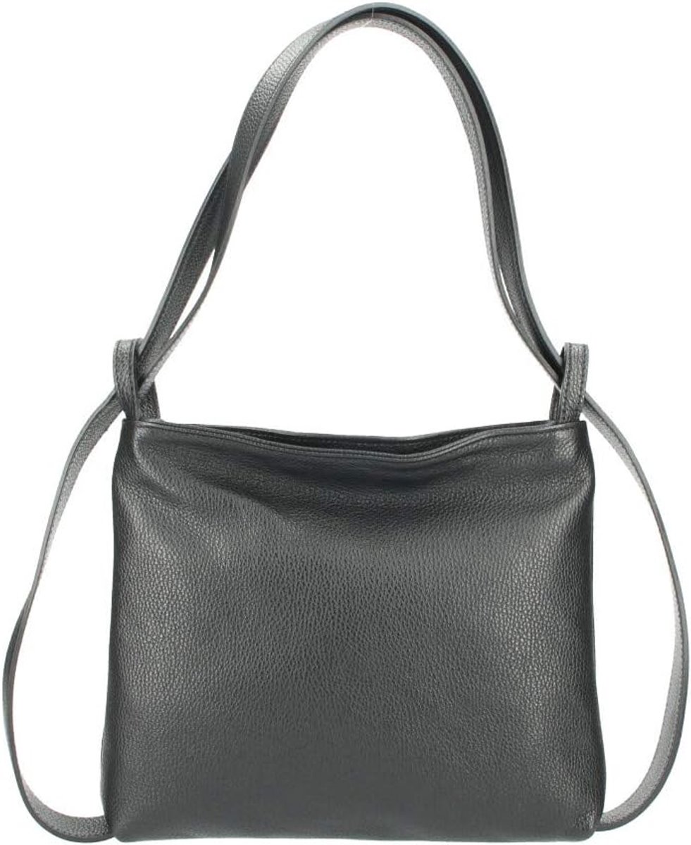 Genuine Leather Shoulder Bag in Handbag for Women 30 x 26 x 6 cm Made italy, Black - ShopVlot