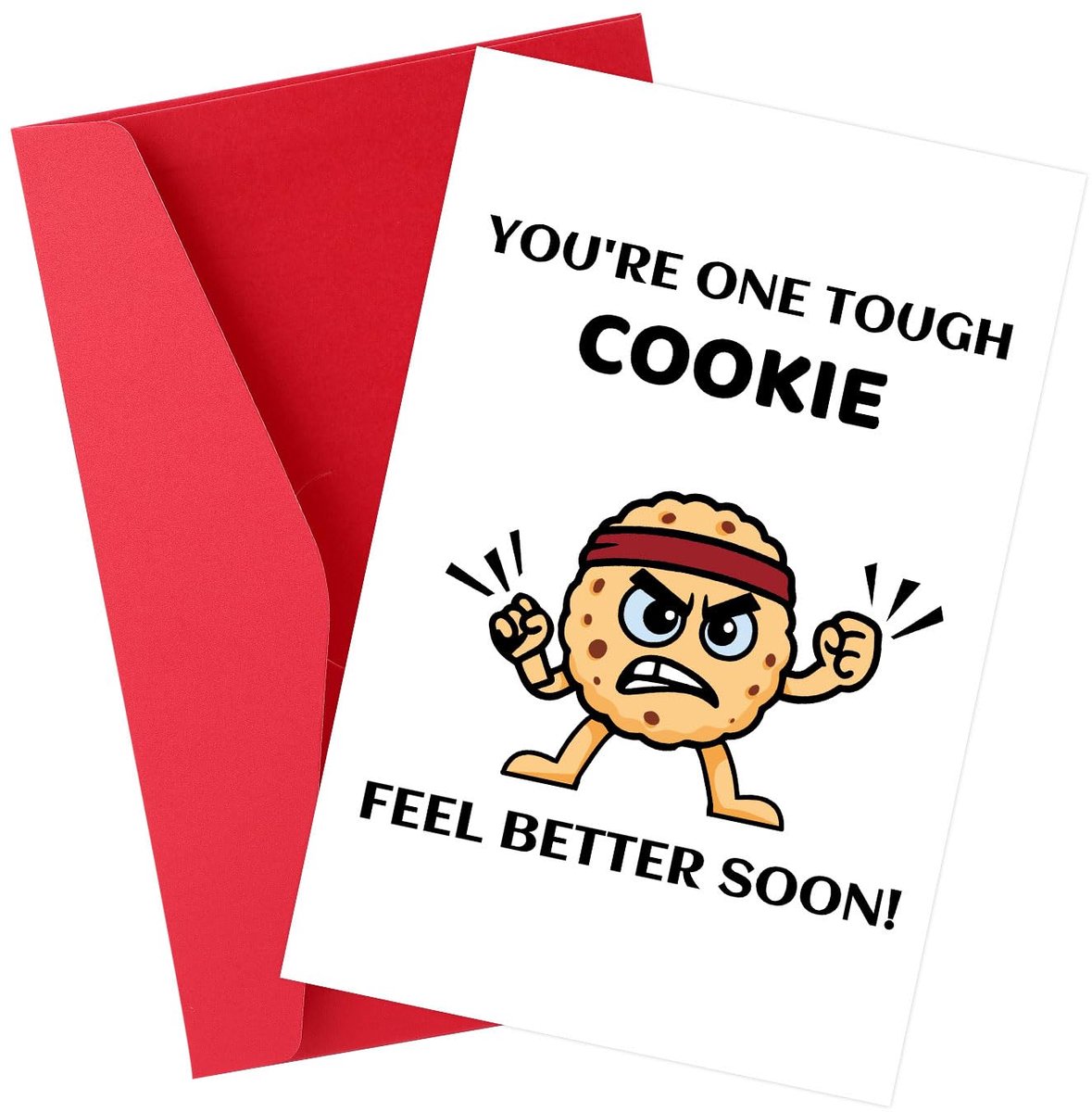 Grappig Beterschap Kaarten met Envelop, Tough Cookie Voel Je Binnenkort Beter Kaart na Operatie & Ziekte voor Mannen - ShopVlot