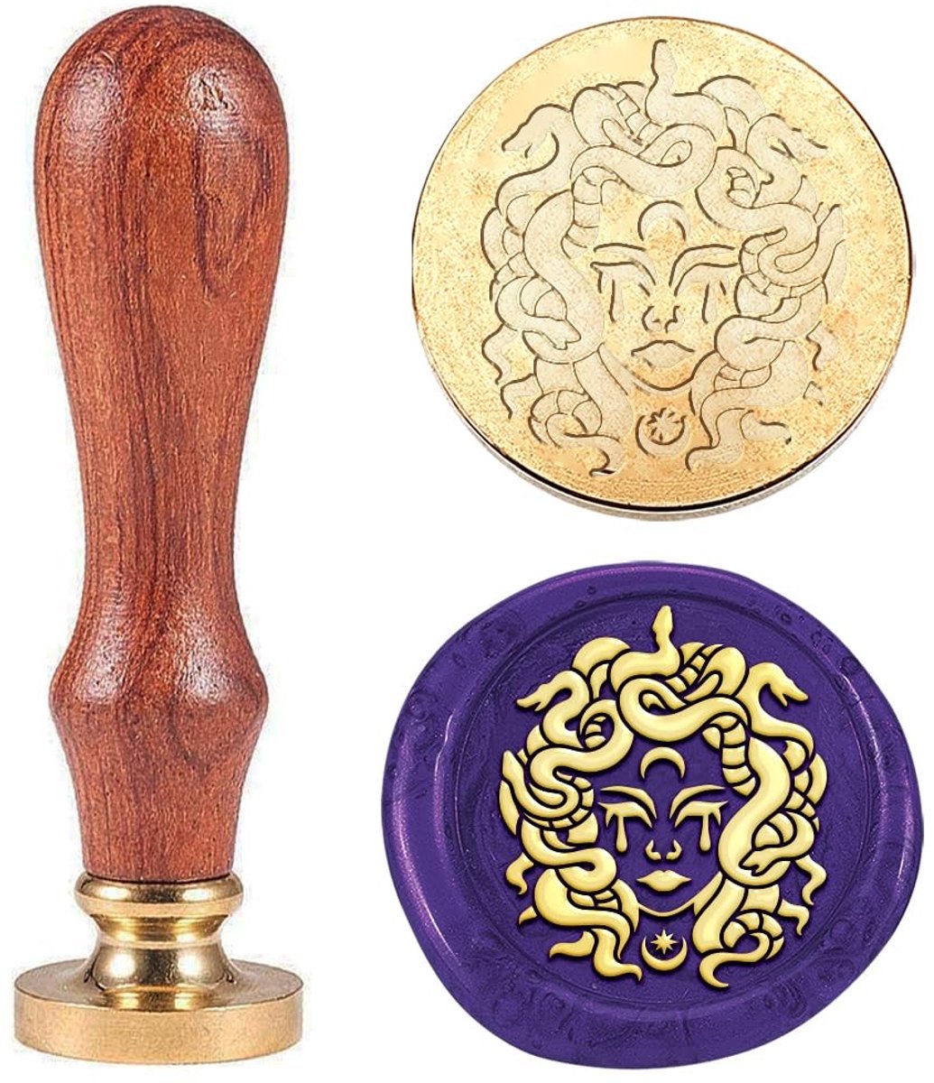 Solidchoice - Medusa Waszegelstempel met Slangenhaar - 30 mm Messing Stempelkop