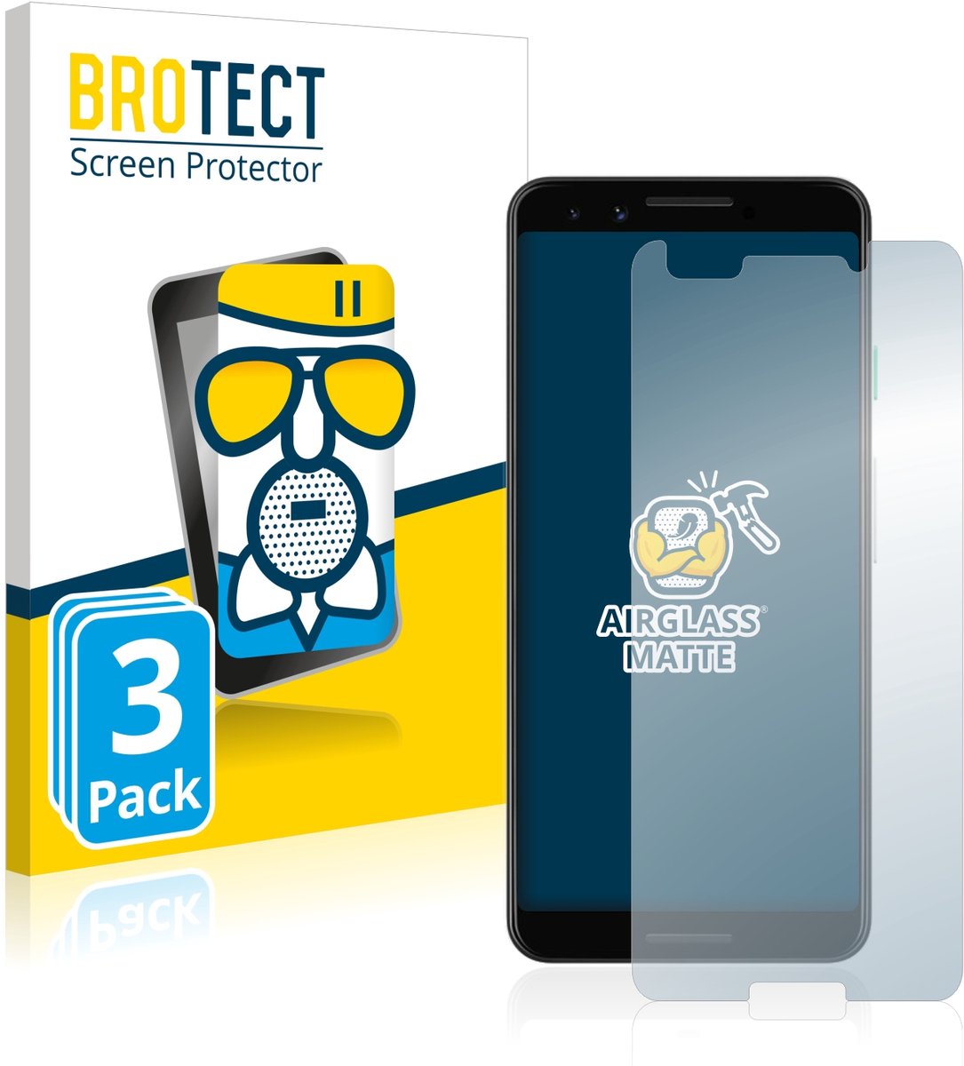 BROTECT - Screenprotector voor Google Pixel 3 - Folie Beschermfolie Beschermglas matte 3 Stuks
