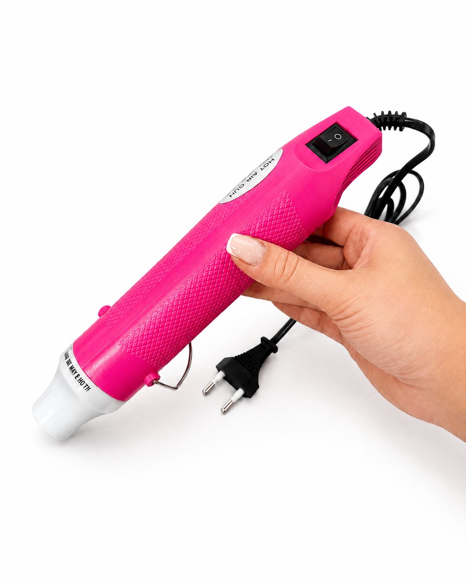 ZoeZo Mini Heteluchtpistool 300W - Hittepistool - Warmtepistool - Snel tot 200 °C - DIY Hobbyprojecten - Ergonomisch en Compact - 220V - Roze