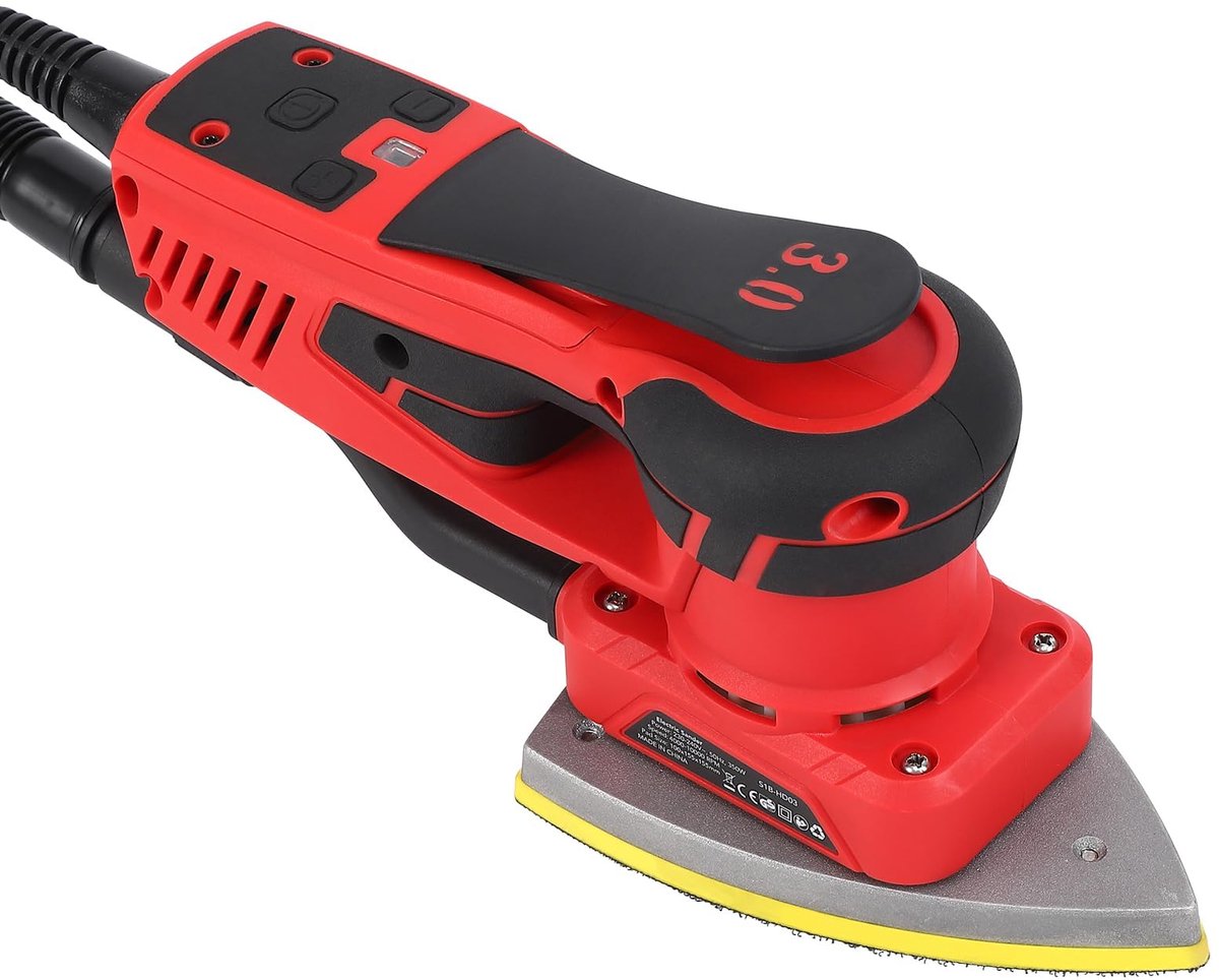 Borstelloze excentrische schuurmachine 150 mm - Multischuurmachine 350 W met 6 snelheden voor hout en metaal - Inclusief 12 schuurpapieren, 3 m kabel en afzuigslang