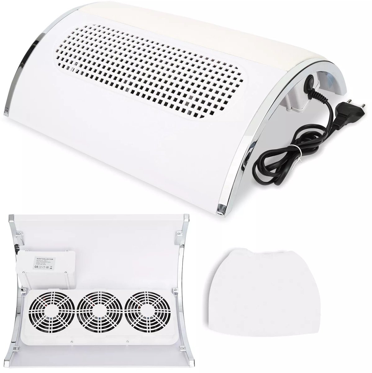 Stofafzuiger voor nagelsalons - Uitgerust met 3 ventilatoren en 2 stofzakken - Tafelmodel stofzuiger - Nagelstofafzuiger - Uitgerust met extra filter - Geschikt voor nagelsalons - Stofafzuiger voor nageltafels - Hand- en voetverzorging - Wit