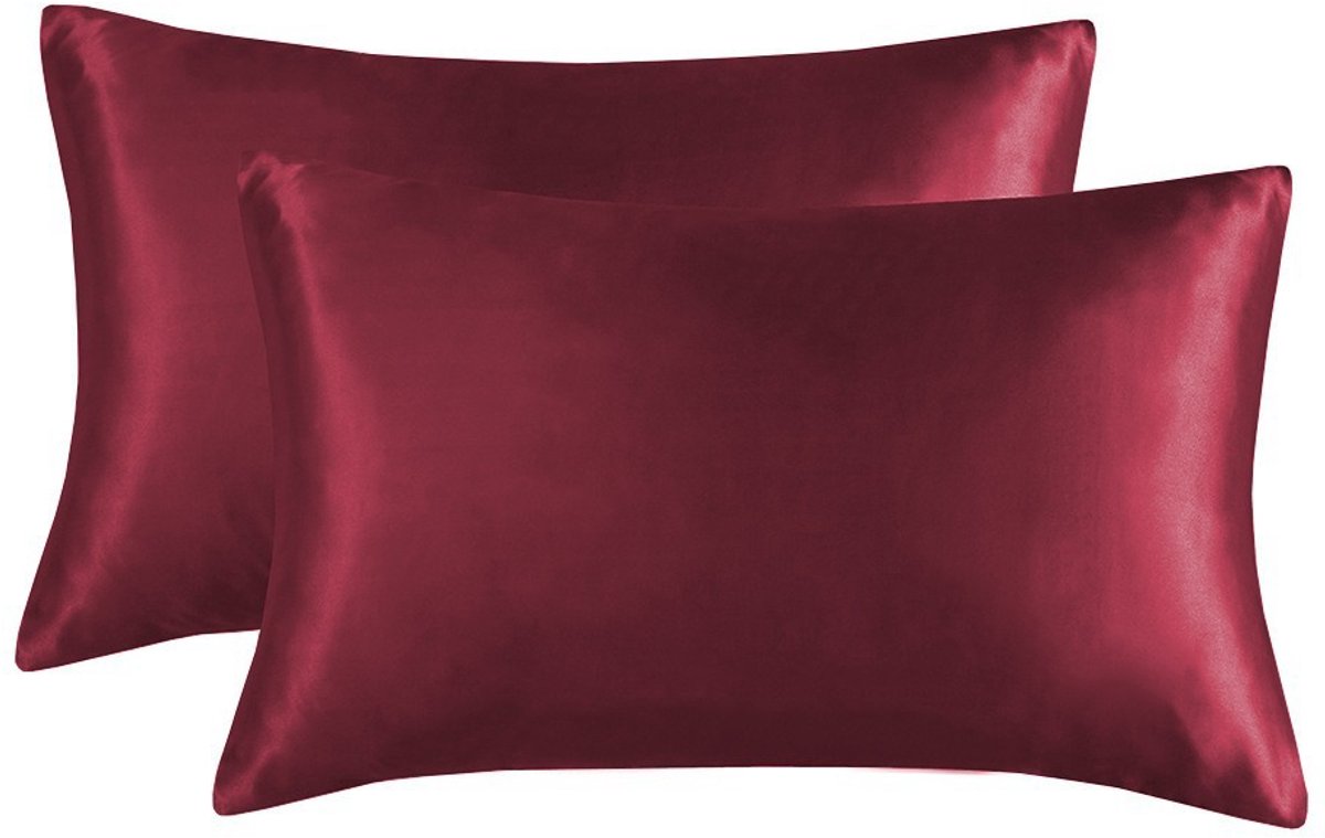 Simulatie zijde kussenslopen set van 2 stuks - 30x45cm - duurzaam - comfortabel-Bordeaux