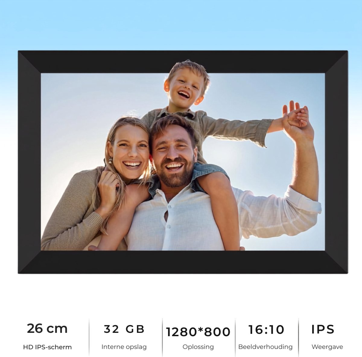 Zavio® Digitale Fotolijst - Digitaal Fotolijstje - Digitaal Fotokader - Zwart