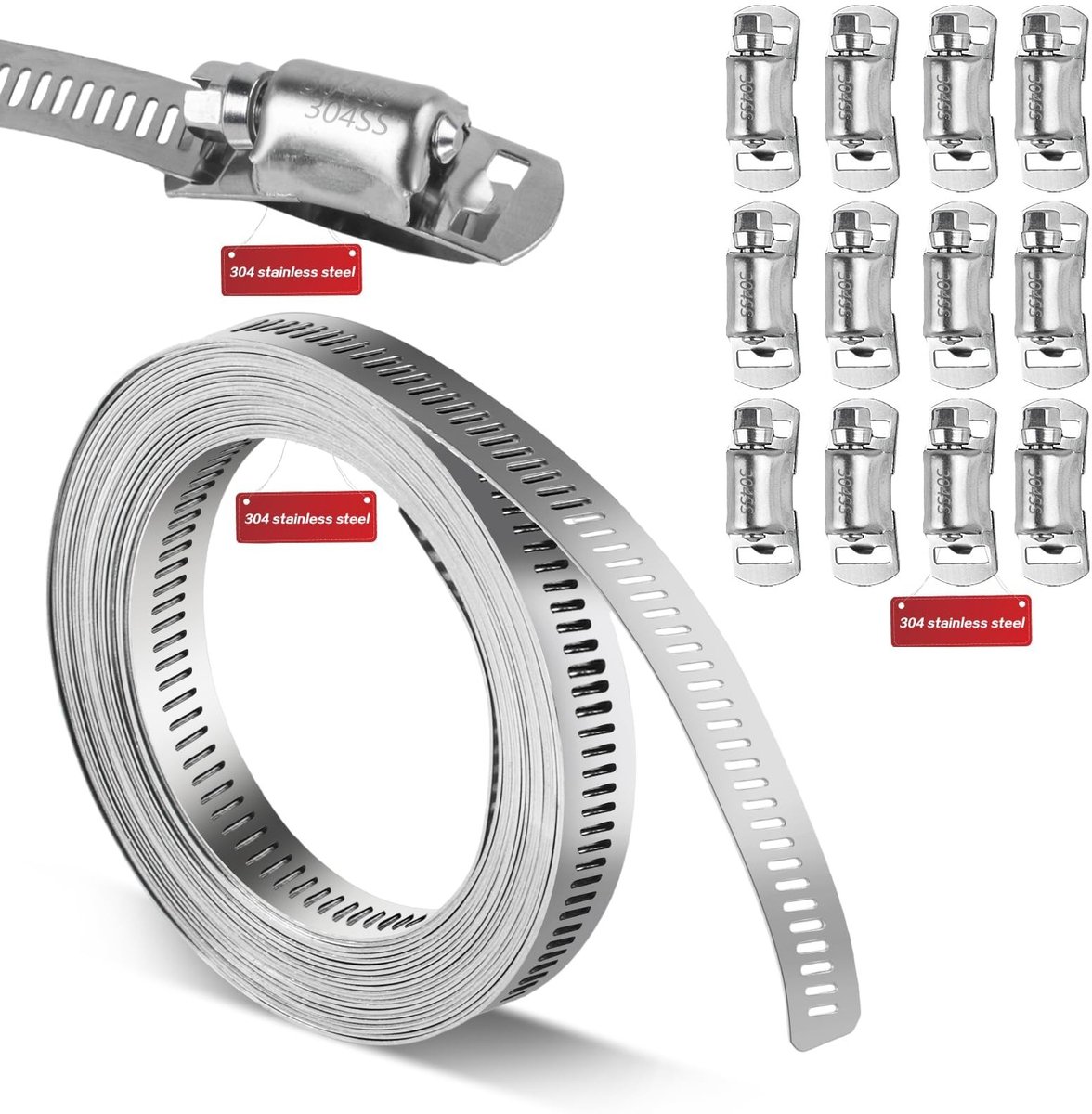 Solidchoice - Verstelbare RVS Slangklemmen Set met 12 Klemmen