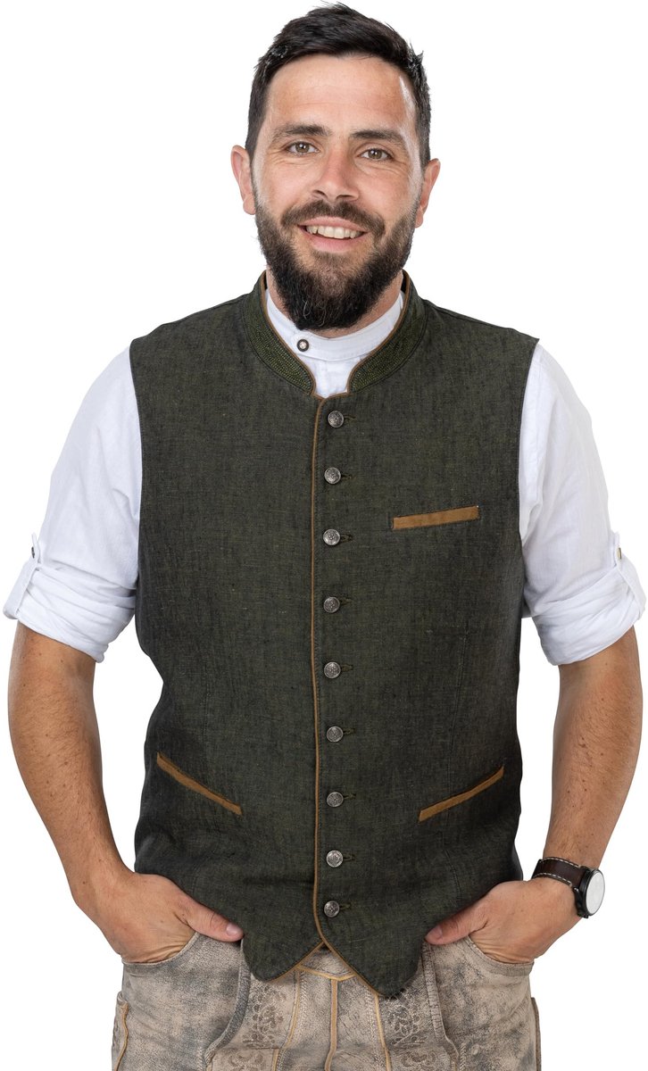 Solidchoice - Vintage Klederdrachtvest voor Heren, Groen-Olijf, Perfect voor Feestelijke Gelegenheden
