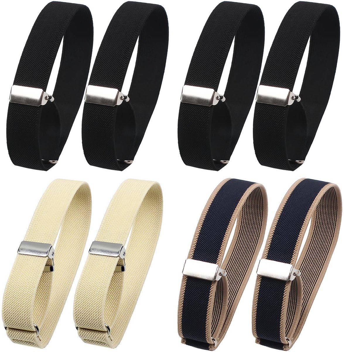 Solidchoice - Verstelbare Mouwhouders - 4 Paar Antislip Armbanden voor Heren en Dames