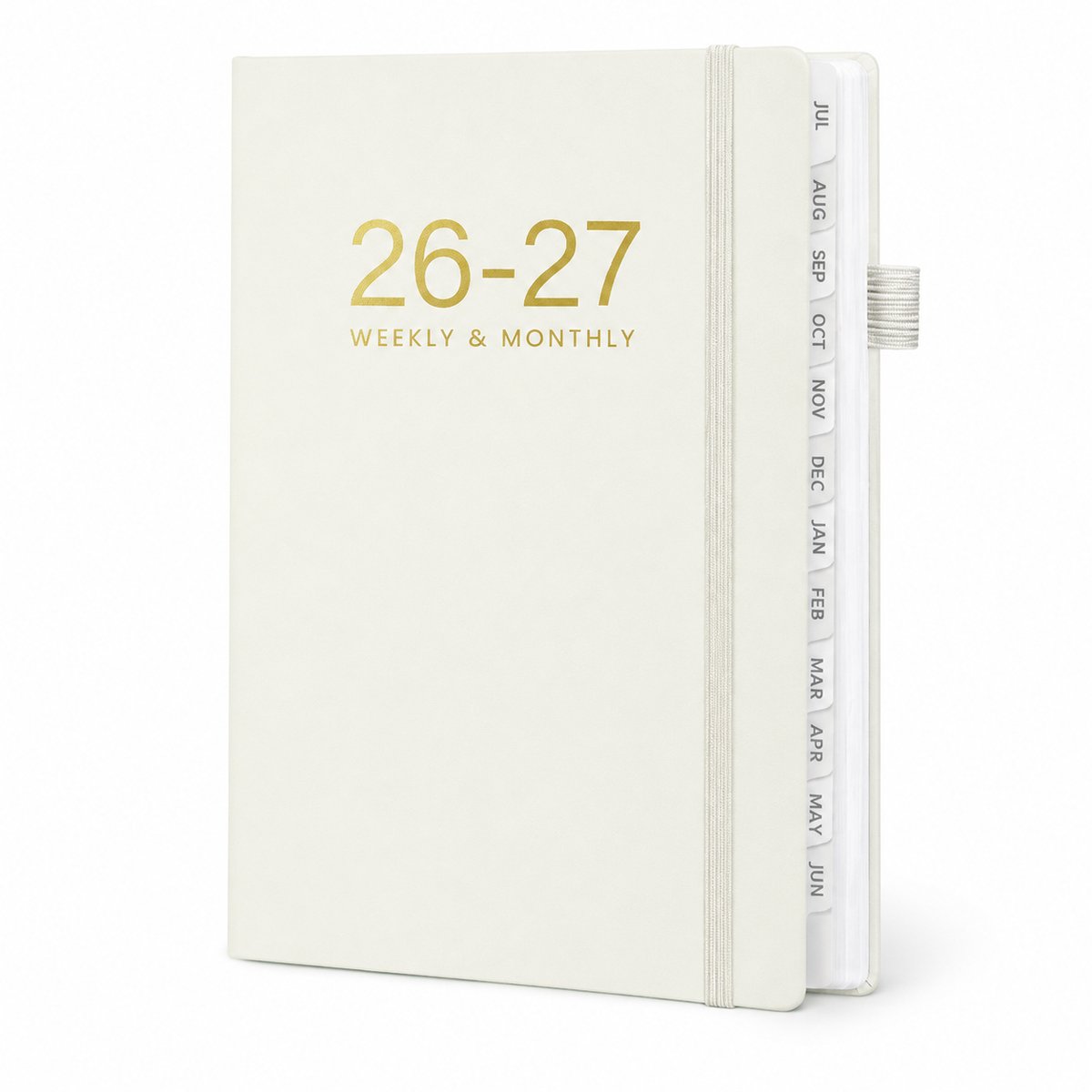 Bobypet - Agenda 2026.7-2027.6 A5 - Planner - Schoolagenda, Weekplanner en Maandplanner - Met Maandtabs, Penlus, Elastiek en Leeslint - 155 x 211 mm - Wit