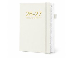 Bobypet - Agenda 2026.7-2027.6 A5 - Planner - Schoolagenda, Weekplanner en Maandplanner - Met Maandtabs, Penlus, Elastiek en Leeslint - 155 x 211 mm - Wit