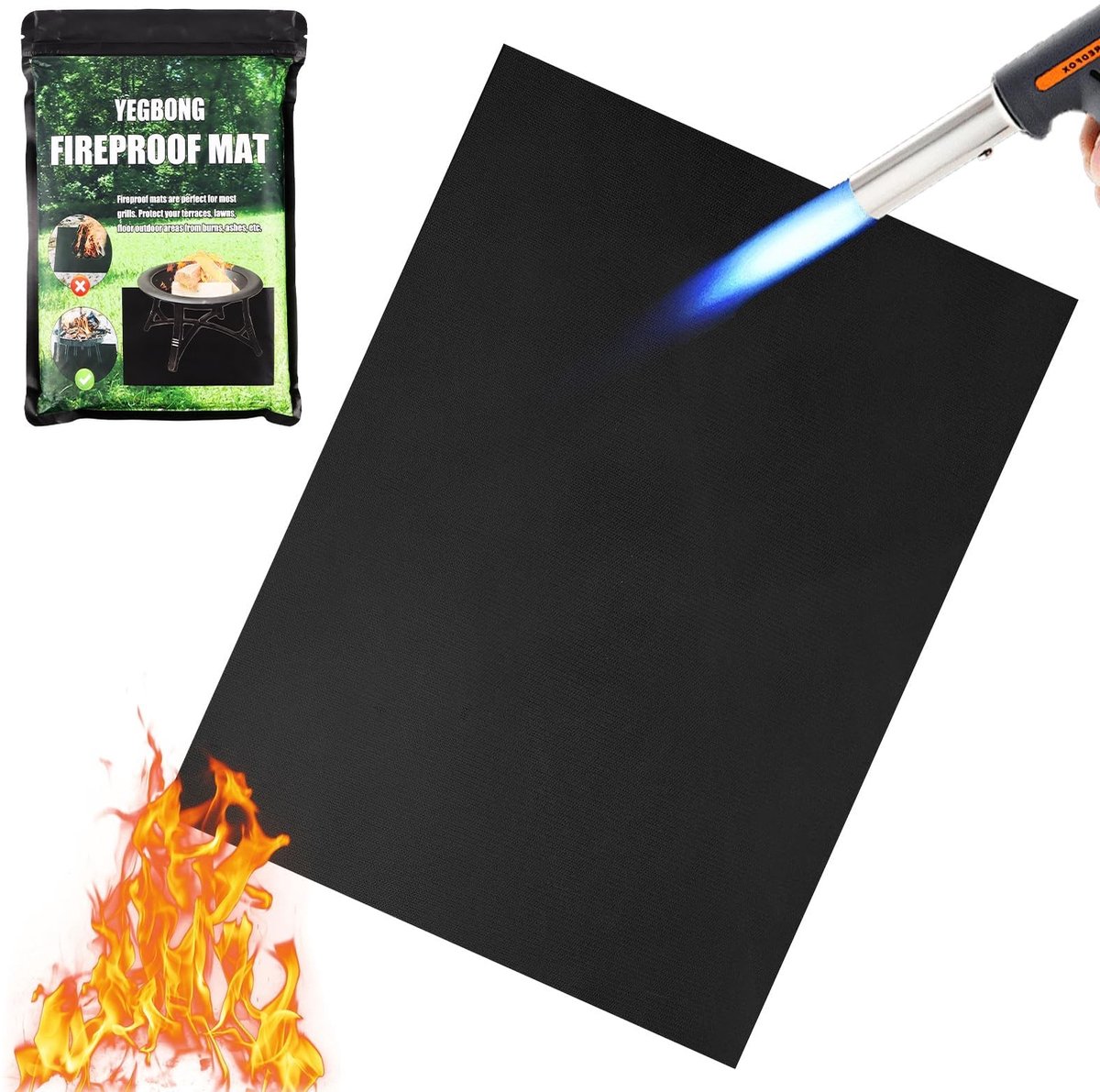 Solidchoice - Vuurvaste onderlaag 120x100 cm - Hittebestendige brandbeveiligingsmat voor open haard