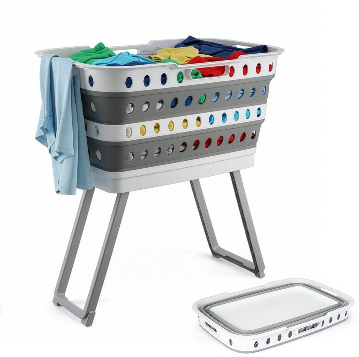 CINK & Co Opvouwbare Wasmand - Met staande Poten en Inklapbare Wastrommel