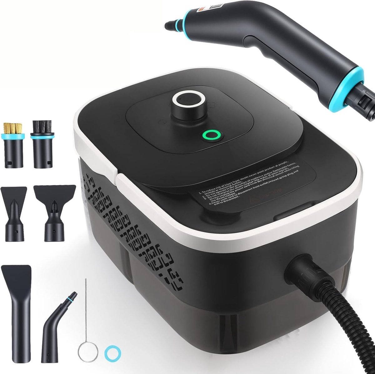 Stoomreiniger Handapparaat - Wit - 1250 ml - Hoge Druk met 9 Accessoires - Voor Keuken, Auto, Vloeren, Ramen