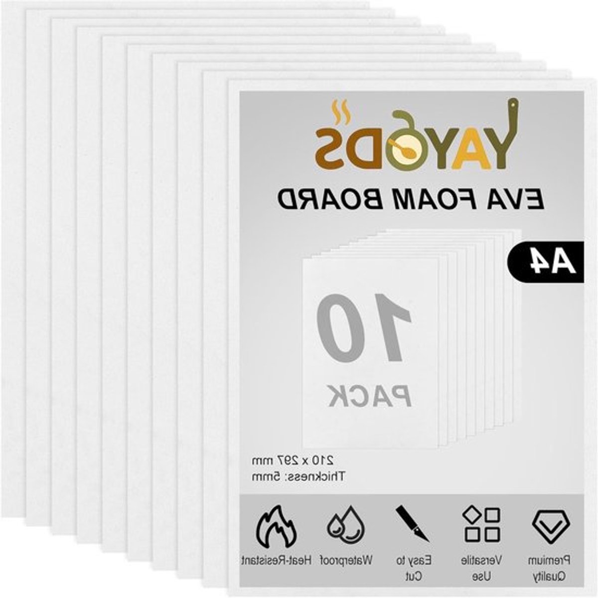 Set van 10 EVA Foam Vellen Wit A4 (21 x 29,7 cm) - Hoogwaardige Schuimrubber voor Modelbouw en DIY Creatieve Projecten, Perfect voor Halloween en Knutselen