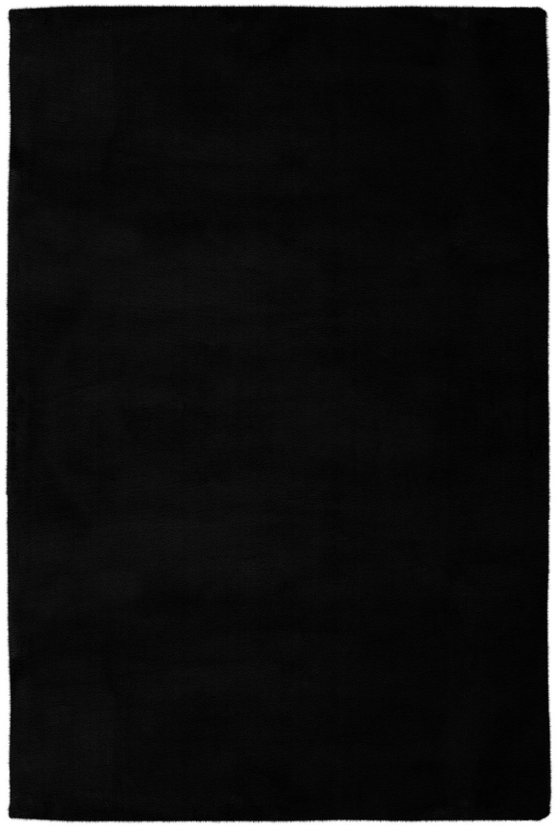 Padiro hoogpolig shaggy vloerkleed 120 x 170 cm - zwart - modern effen design - geschikt voor vloerverwarming - van polyester