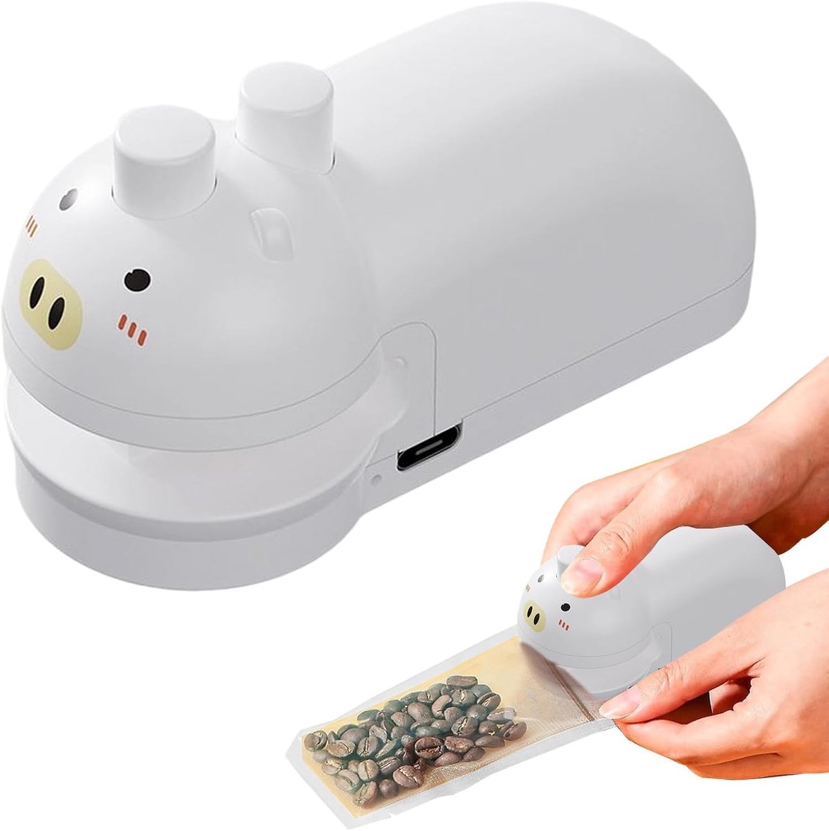 Draagbare mini magnetische thermische zakjessluiting, handmatige sealer met speels design, compacte zakdichter voor keukenopslag, snacksverpakking en op reis