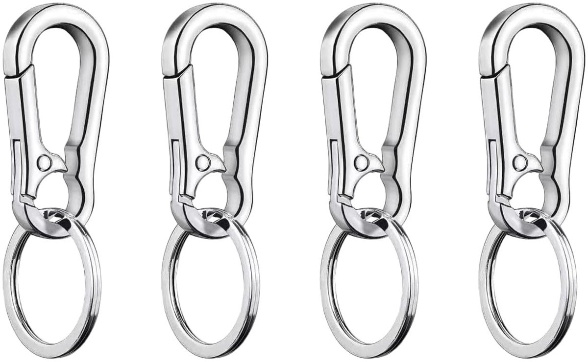 Solidchoice - Set van 4 Metalen Sleutelhangers met Carabiner Sluiting
