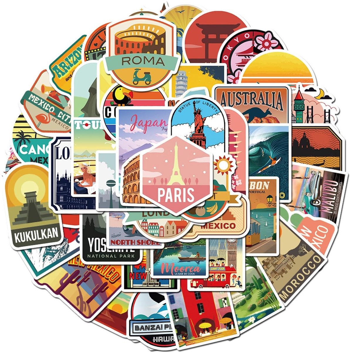 Solidchoice - Set van 50 Waterdichte Vintage Stickers voor Creatieve Projecten