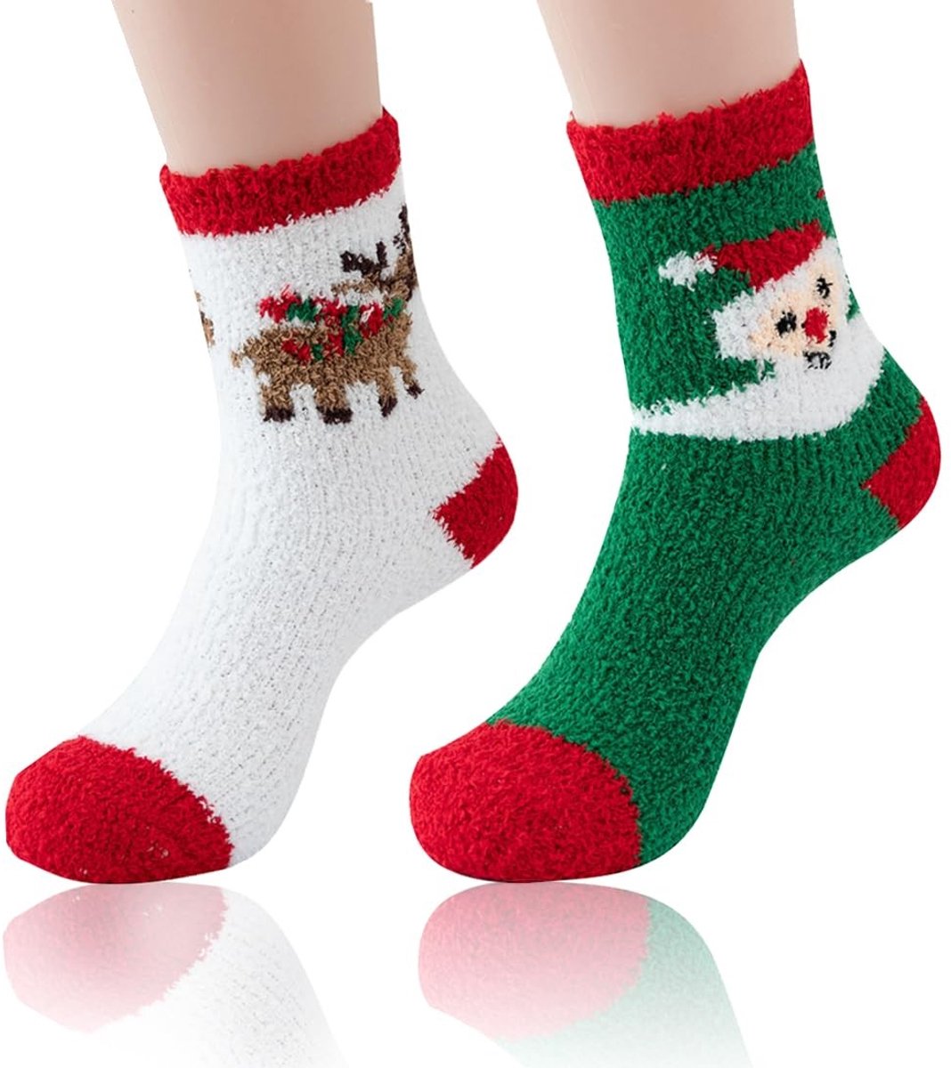 Solidchoice - 2 Paar Dames Kerstsokken met Antislip en Warm Fleece