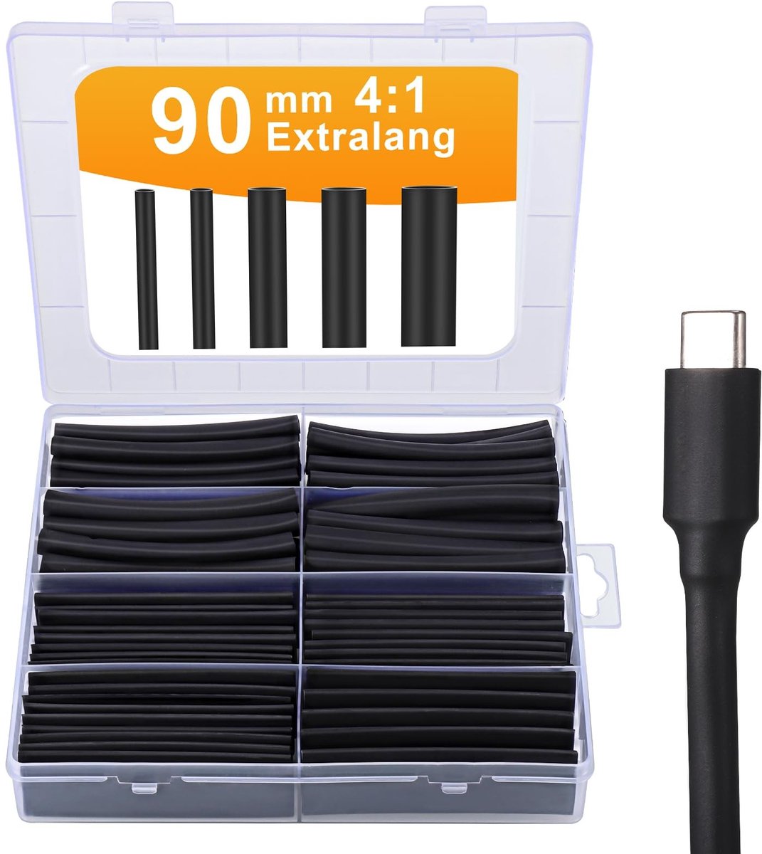 Solidchoice - Dubbelwandige Warmte Krimpbuis Set met Lijm, Zwart