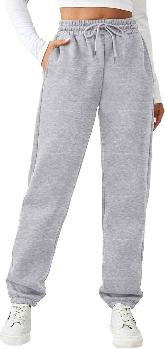 Sweatpants dames lang - katoen - hoge taille - casual comfort - SnelShoppen