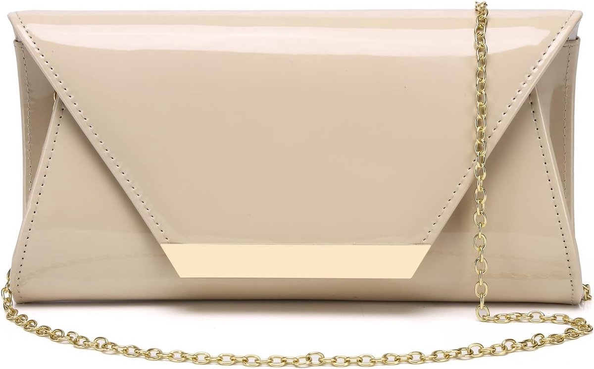 Avondhandtas dames - patent leren envelop - stijlvolle schoudertas - ideaal voor feestelijke gelegenheden - SnelShoppen