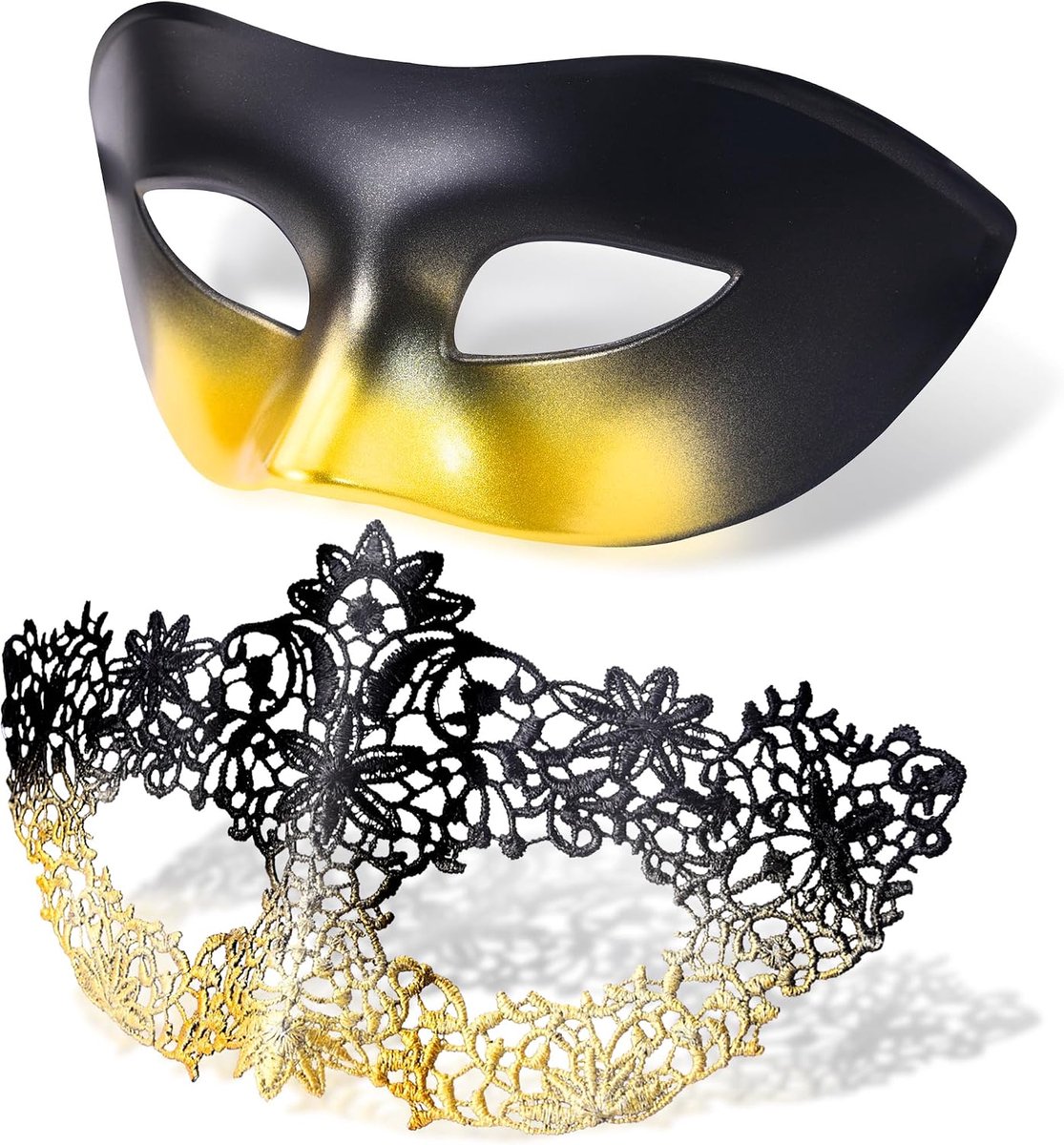 Venetiaans masker voor mannen en vrouwen - pack van 2 - kleurrijk design - perfect voor Halloween - SnelShoppen