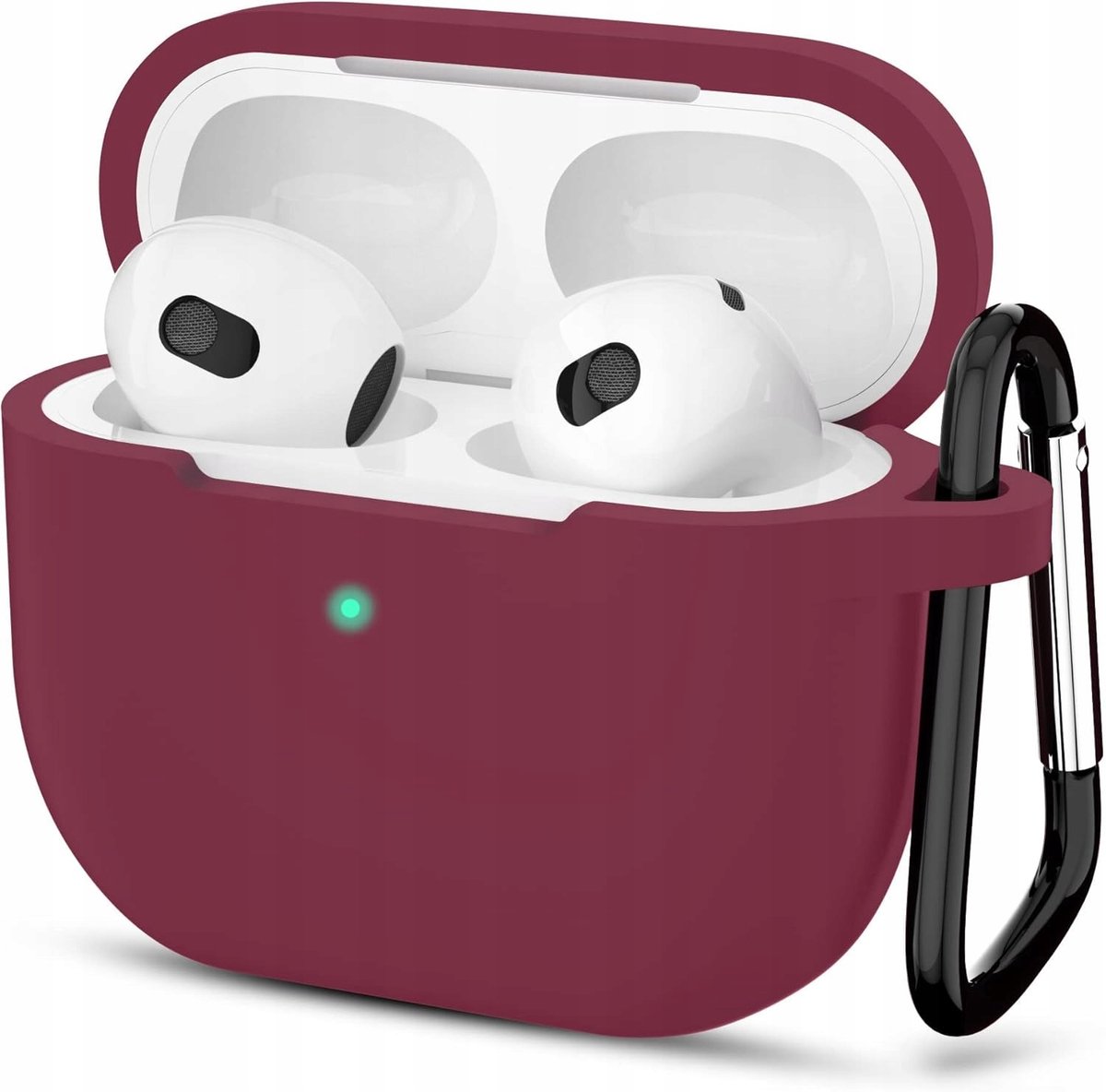 Merkloos Siliconen Hoesje met Karabijnhaak voor AirPods 3 - Bordeaux Rood