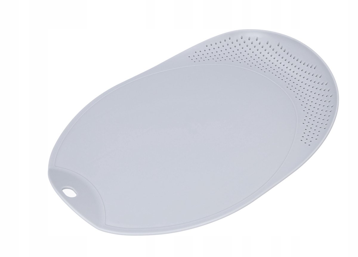 Merkloze Snijplank met Afdruiprek 2-in-1, 37x25 cm, Lichtgrijs