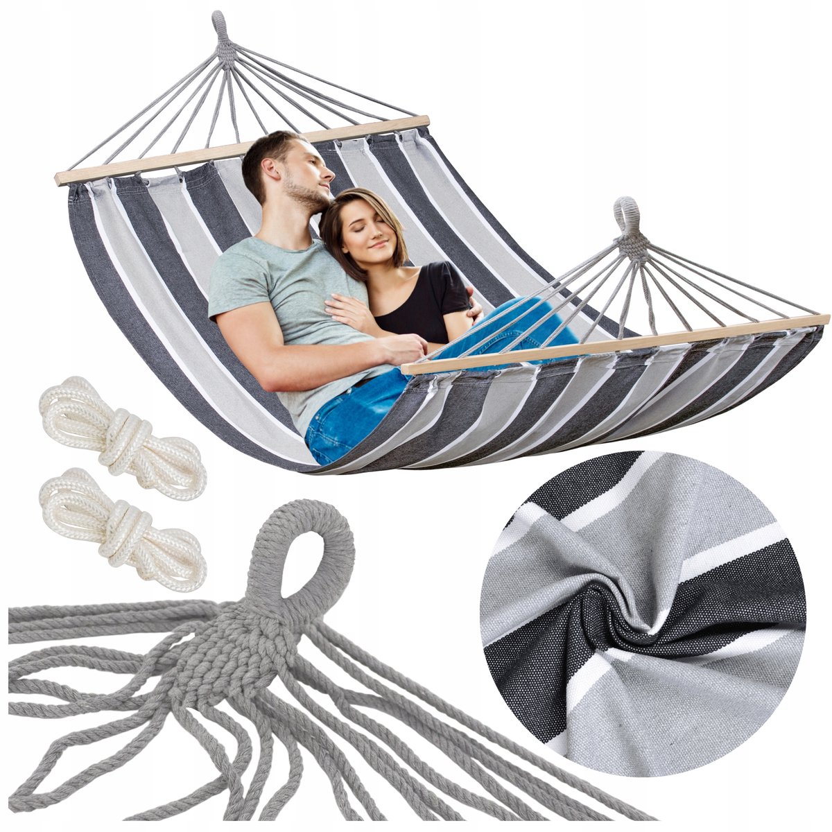 XXL Dubbele Hangmat 290x150cm - Comfortabel en duurzaam katoen
