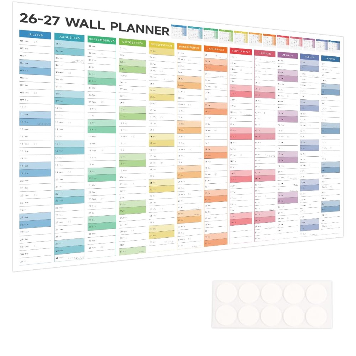 Wandplanner 2026-2027 A1 formaat - niet-gelamineerd - overzichtelijk - ideaal voor school en kantoor - SnelShoppen