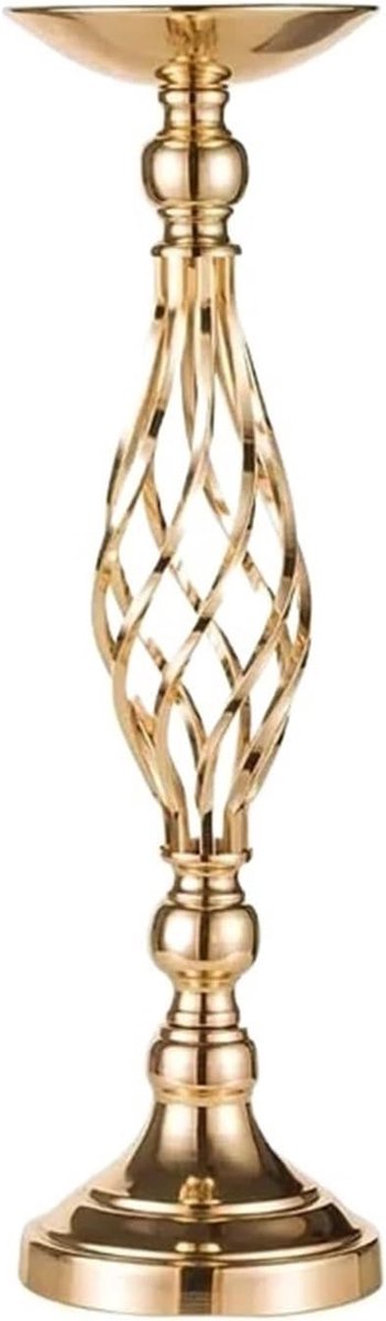 Kandelaar Arrangement Vaas - Bloem Rekwisiet Tafeldecoratie - Sfeer Creëren - Vintage Metalen Design - 14 x 52 cm - Goud