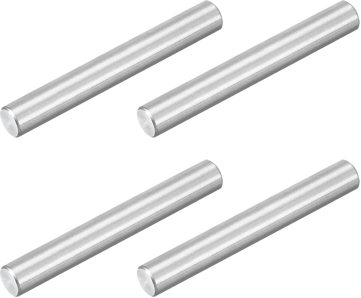 Centreerpenhouders, 4 stuks, 304 roestvrij staal, M8 x 60 mm, cilindrische penhouder, plankdrager, parallelle pen voor mechanische productie, industriële installatie van meubels, zilver
