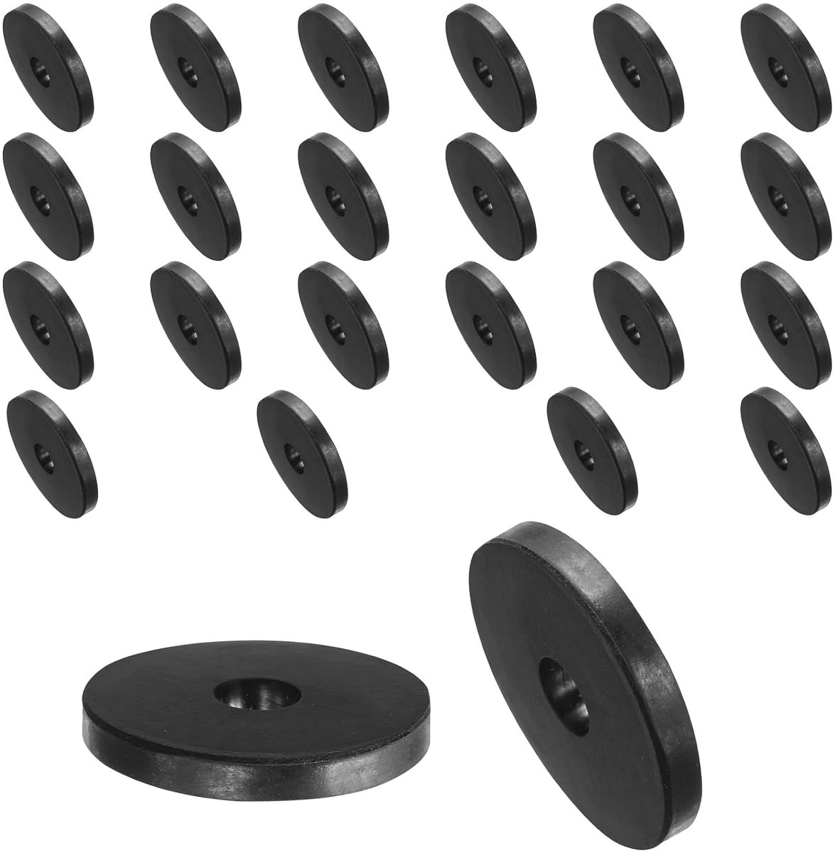 24 stuks rubberen sluitringen, rubberen afstandhouders, rubberen spacer, zwart, afstandshulzen, 40 mm buitendiameter x 12 mm binnendiameter x 5 mm hoogte, ronde dikte, rubberen schijven