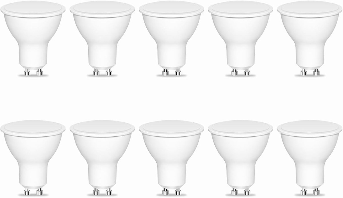 7W GU10 LED-lampen warm wit 2700K 600LM, 50W halogeenschijnwerper equivalent, AC 220-240V, 120° stralingshoek, energiebesparende GU10 LED-lampen, niet dimbaar, 10 stuks