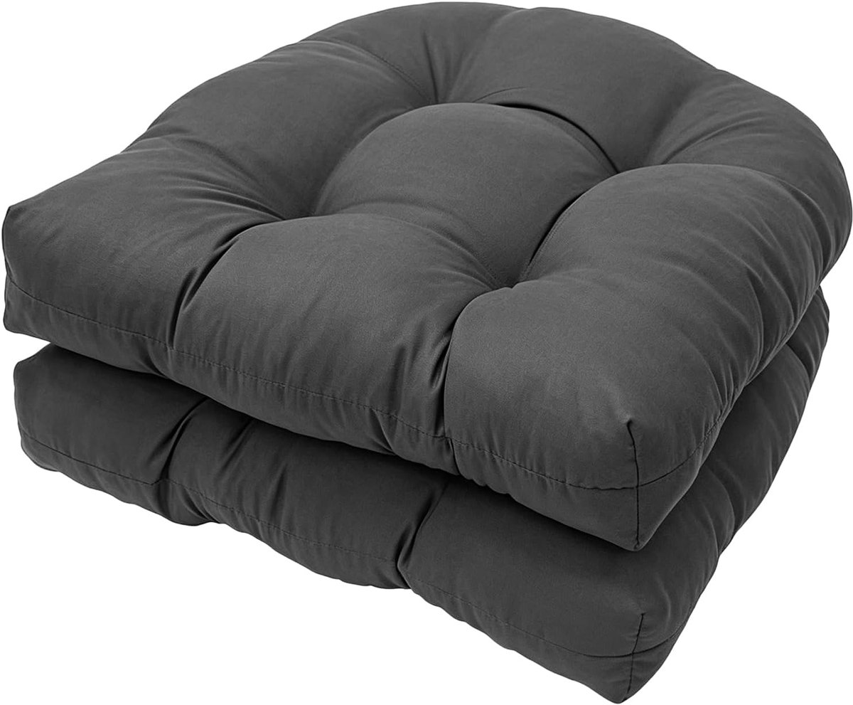 Stoelkussens voor buiten, set van 2, 48 x 48 cm, halfrond, zitkussen voor tuinstoel, dik en waterafstotend, kussens met lage rugleuning voor balkon, terras en rotanstoel (grijs)