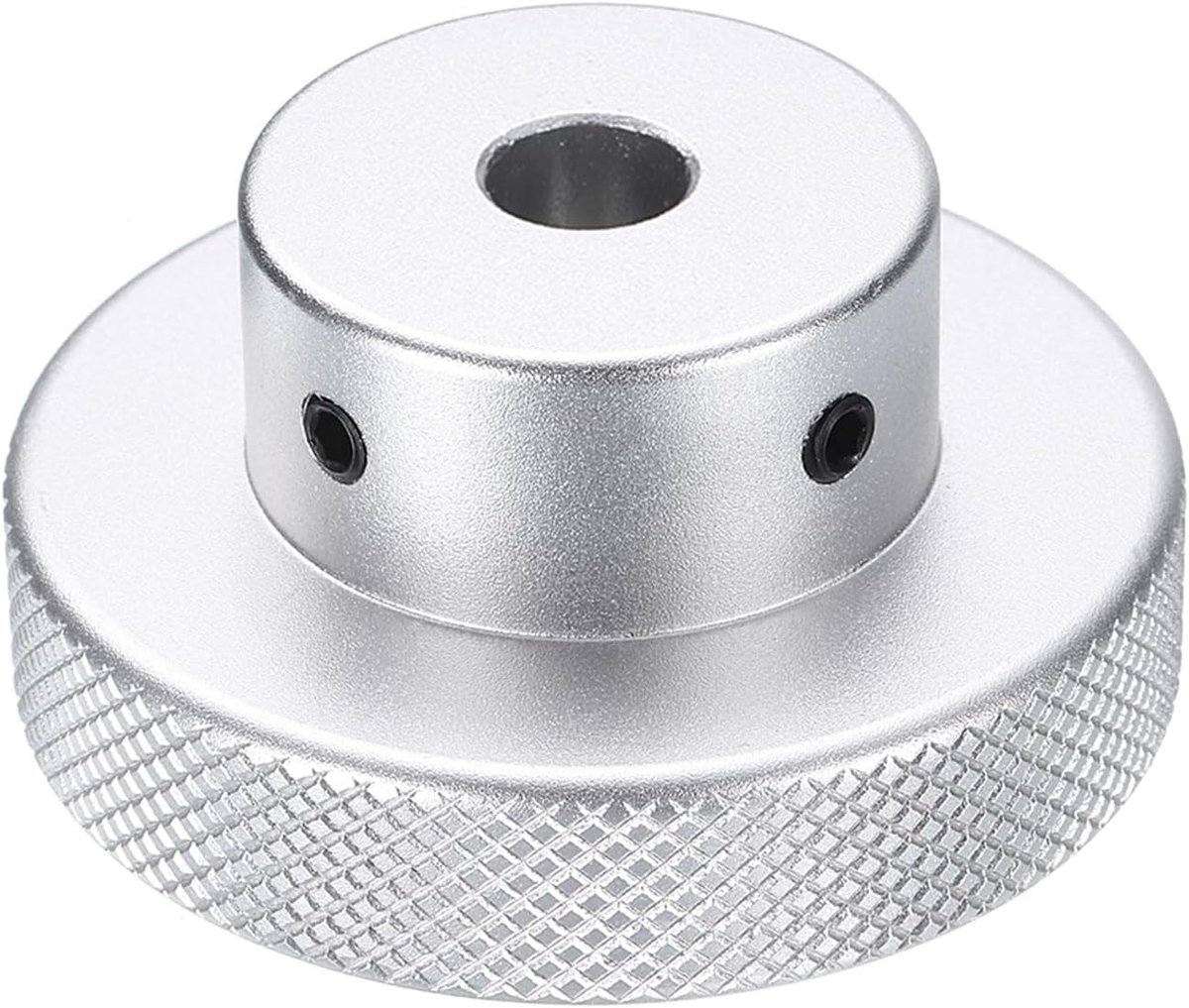 Aluminiumlegering handwiel 60 mm OD 10 mm boring aluminium freesmachine handvat machieedschap handwiel met moersleutel en 2 stuks schroeven, zilverkleurig