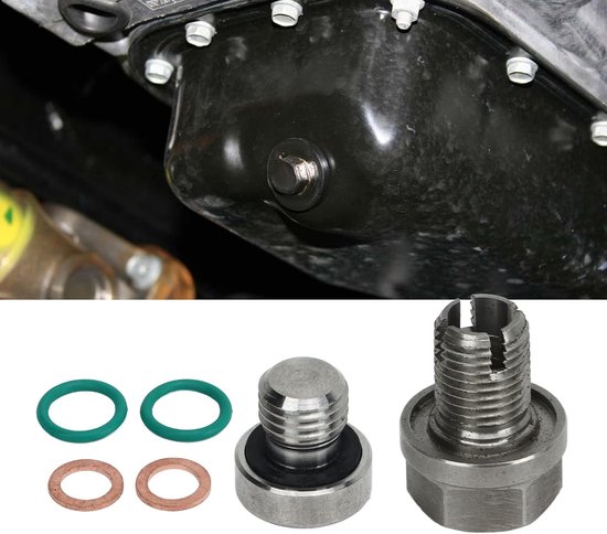 Piggyback Olieaftapplug, M12.1-1.5x15mm M14.1-1.5x15mm M12.1-1.25x15mm Roestvrijstalen Zelftappende Oliepanschroefdraadreparatieset met Inbussleutel O-ringpakking (M14.1-1.5x15mm) — afbeelding 4