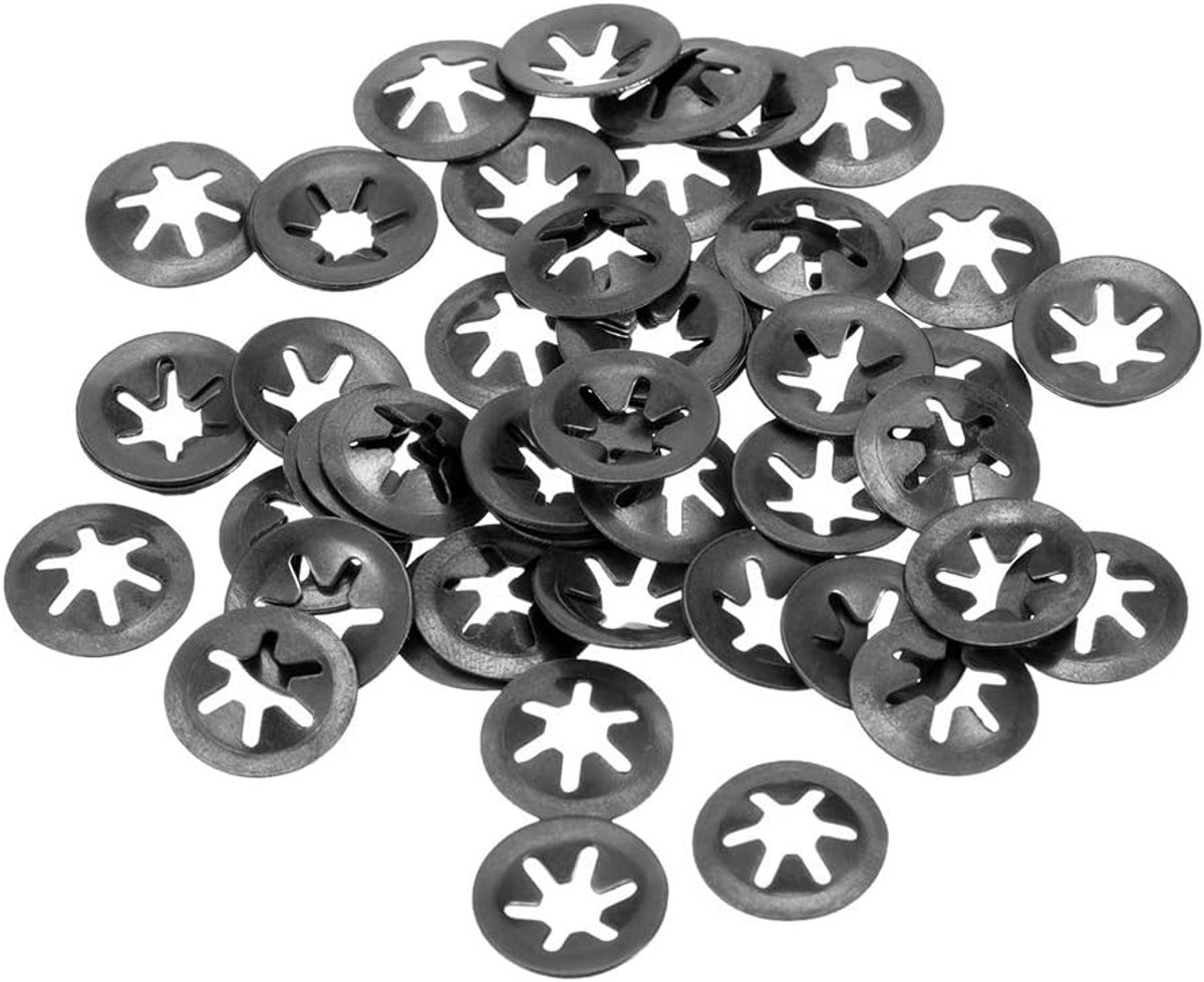 sourcing map 1stk.0 M3 wasmachine 2,5 mm I.D.9 mm O.D.vergrendeling indrukken 65 Mn zwart M4 (3.5 * 12) 50 Pack