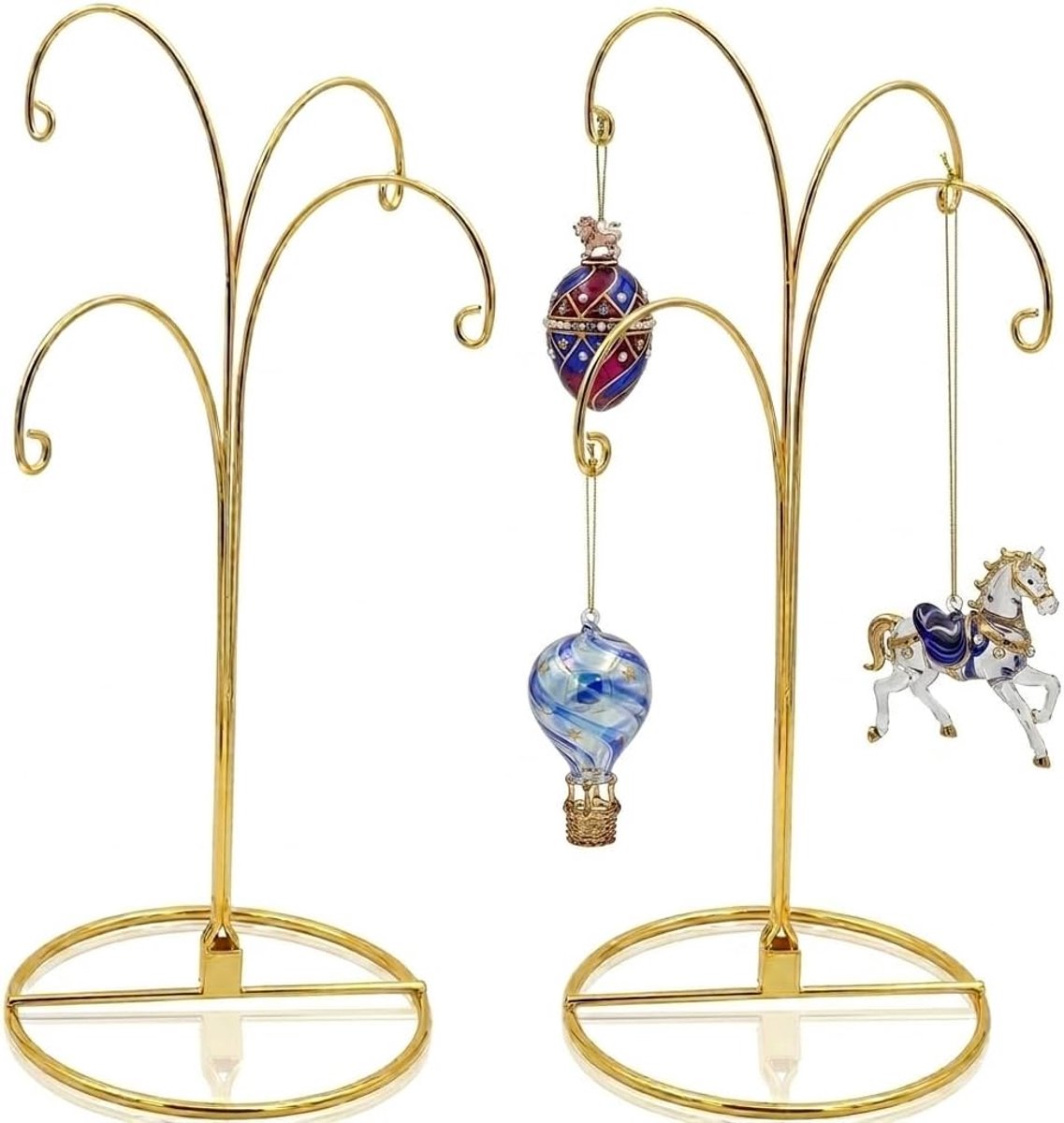 Ornament Display Stand Houder Kerst Hanger Hond Kat Glas Haak Hanger Bal Bauble Pasen Messing 3 Armen 11 "(Goud, Pack van 2