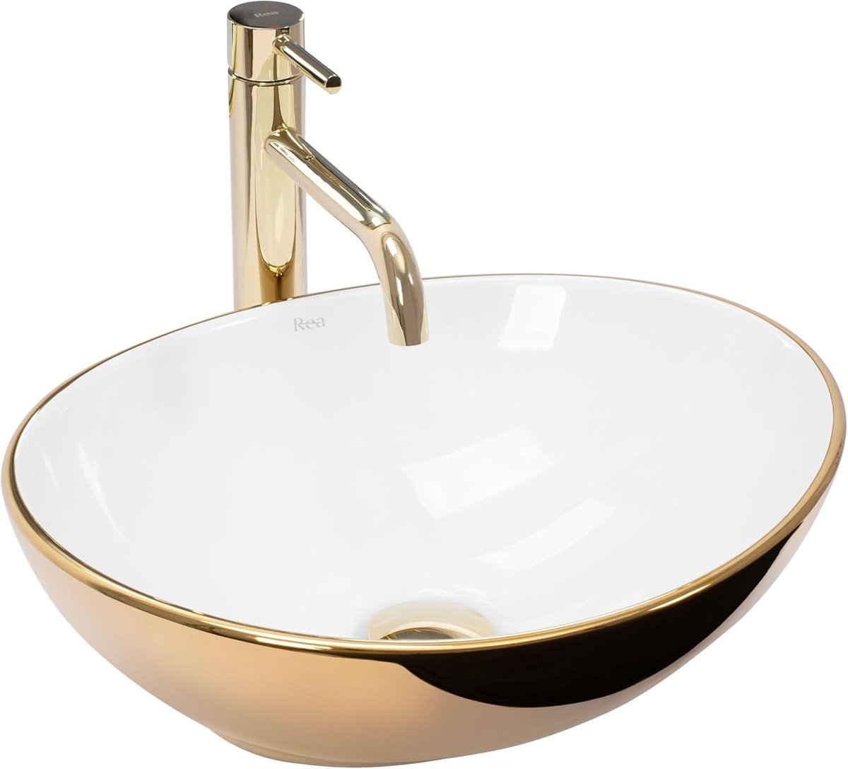 Opzetwastafel Sofia Ovaal Modern (345x410 mm, goud/wit)