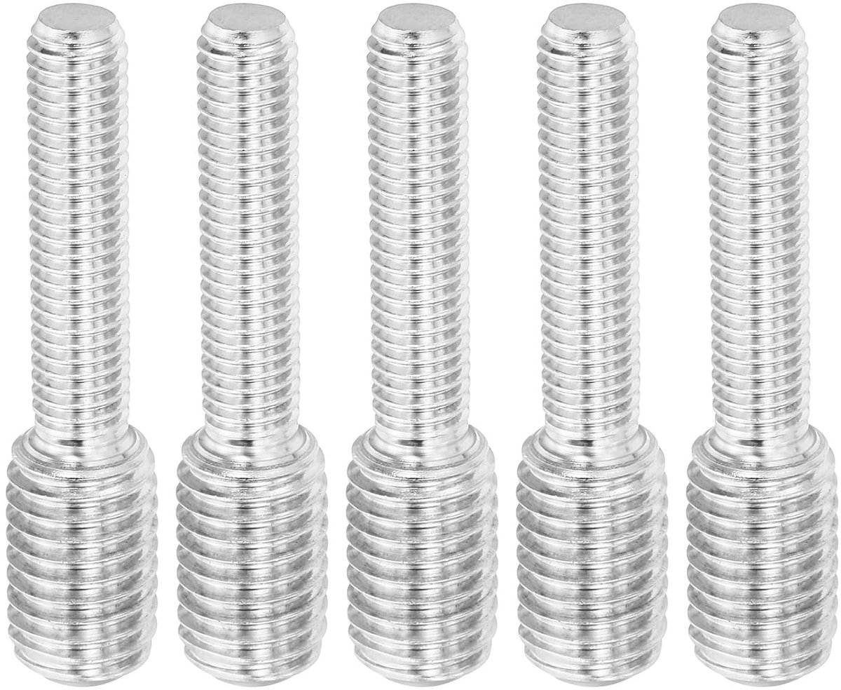 M8 x M12 x 55 dubbele schroefdraadbouten, 5 stuks roestvrij staal 304 schroefdraadverloopadapter voor meubelbeslag, lengte 55 mm