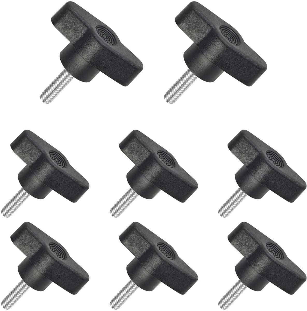 vleugel knoppen met kartelschroeven, klemschroef knop sterschroef, T-vormige kartelschroeven schroefdraad ster handknop vastzetschroef, zwarte handgreep (8, Zwarte, M5*16mm)