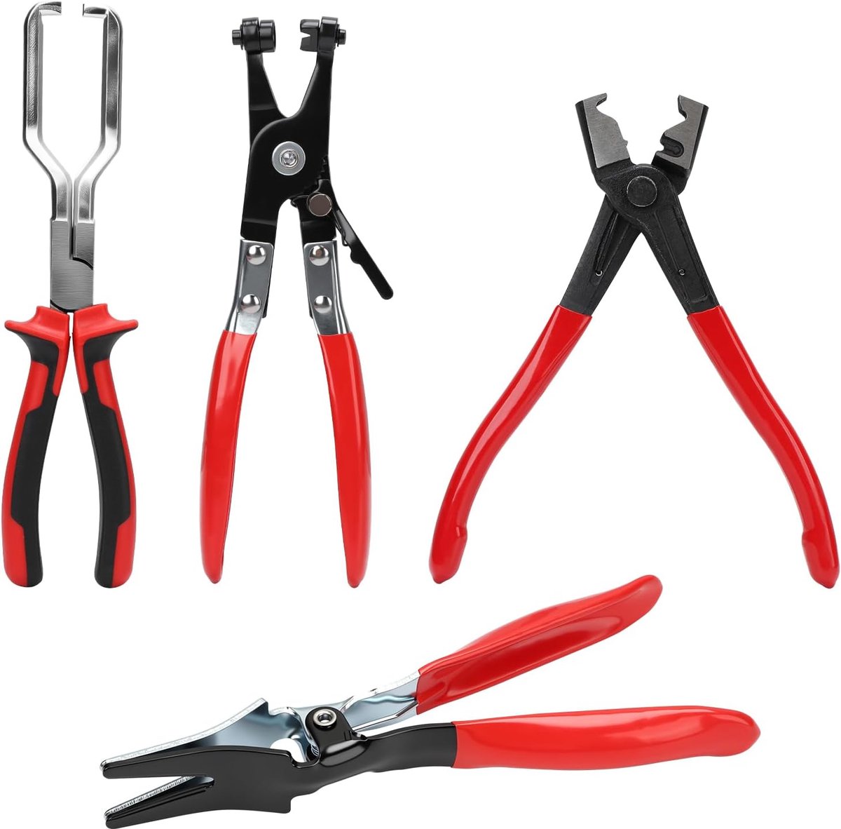 4 stuks slangklemtangset, veerstalen bandtang, tang voor slangklemmen, koelslangtang, autoklemtangset