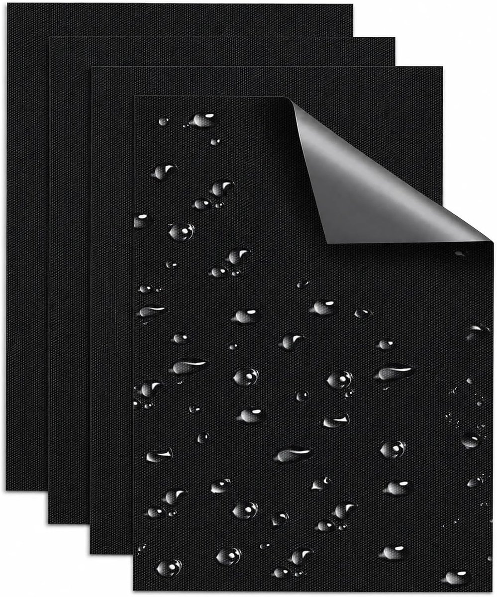 reparatieset voor stof en tent (4 stuks canvas patches), 15 x 20 cm, waterdichte patches voor bank, luifel, tuinpaviljoen, katoenen tent, autostoel, zwart